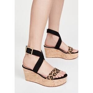 Veronica Beard Leopard Hurley Ankle Strap Platform Sandals Women's Size 10